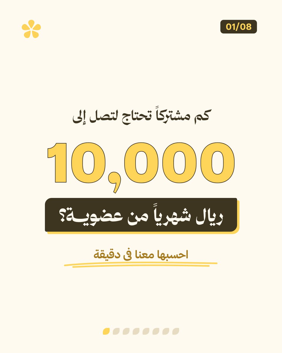 lymonahai's tweet photo. قبل أن تقرر سعر عضويتك، احسب كم مشتركاً تحتاج لتصل إلى الدخل الذي تريده.

الحسبة بسيطة، لكنها تغيّر طريقة تفكيرك في الإطلاق كله. https://t.co/XL60lk45pl