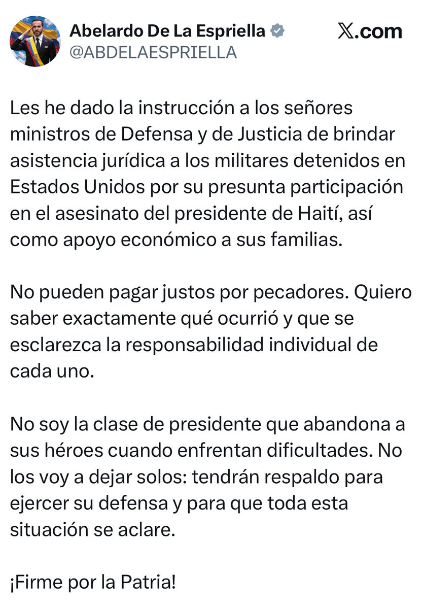 AnaErazoR's tweet photo. O sea que sí hay recursos para brindarles asistencia jurídica a unos mercenarios acusados de un magnicidio en un país soberano y vecino como Haití, pero no hay un solo peso para esclarecer el asesinato de Joan Sebastian Durán Guerrero, colombiano asesinado por el ICE en el país del que es nacional el extranjero @ABDELAESPRIELLA.

Desde ya solicitamos al @MinjusticiaCo información detallada sobre este anuncio, porque nuestros impuestos no están para defender a mercenarios que avergüenzan a nuestro país en el exterior.