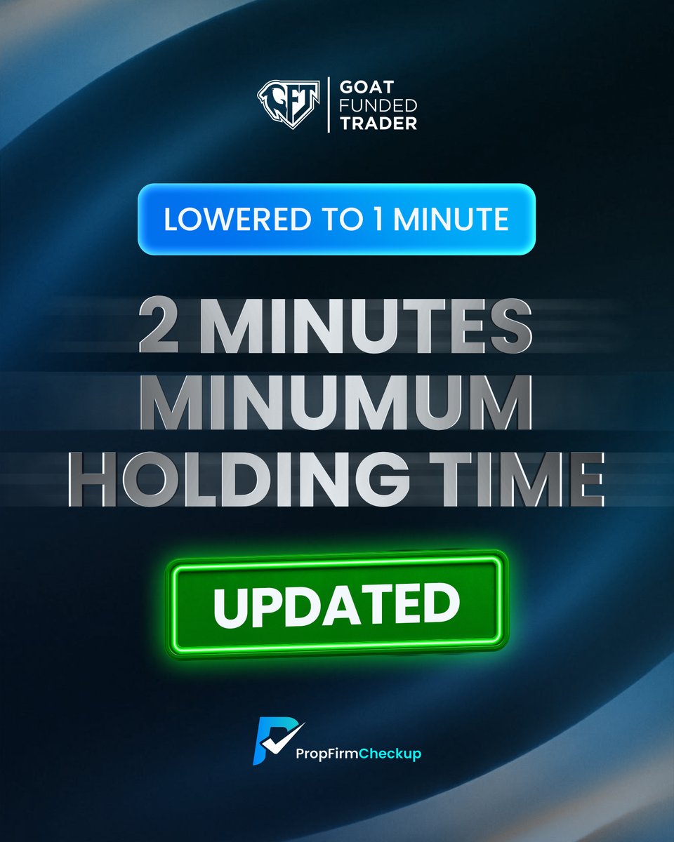 PropFirmChekup's tweet photo. 🚨 GFT Rule Update!

This update gives traders more flexibility when managing short-term positions.

If you trade with GFT, make sure to review the latest rules and conditions before trading, as prop-firm policies can change.

Stay updated with the latest prop-firm news and rule changes on https://t.co/8oDptu0oKb. 

#GoatFundedTrader #GFT #PropFirm #PropTrading #FundedTrader #TradingRules #ForexTrading #TradingUpdate #PropFirmCheckup @GoatFunded