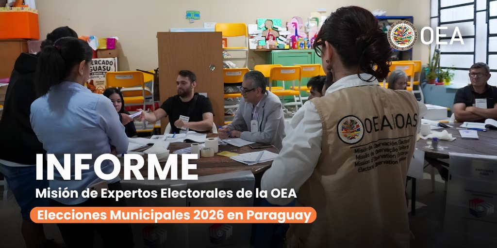 OEA_oficial's tweet photo. INFORME | Informe de la Misión de Expertos Electorales de la #OEAenParaguay para las #EleccionesMunicipales2026 en 🇵🇾. 

📄 https://t.co/wFc2c7pe2H https://t.co/bRNua4dfxr