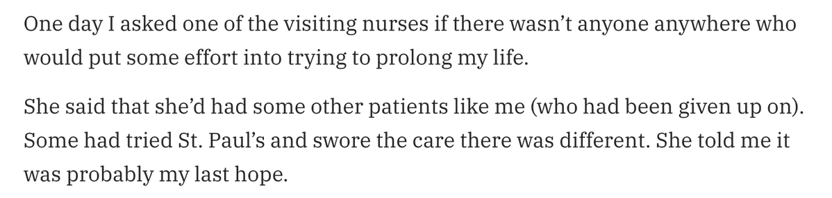 mssinenomine's tweet photo. Not a Catholic but a Catholic hospital saved my life. 
First step in saving a life is believing it has value.
I was dying. Only offered comfort care. RN who came to my home said she St Paul's the Catholic 🏥 had saved other patients of hers that other hospitals gave up on. https://t.co/435ZmaiiuL