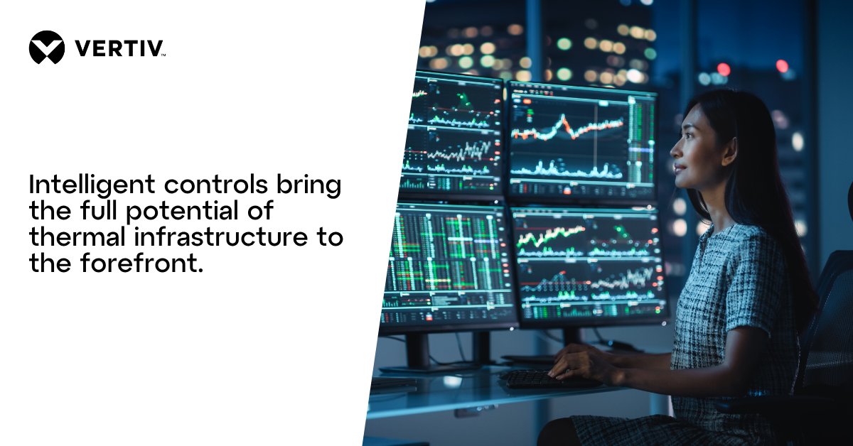 Vertiv's tweet photo. Without predictive analytics and adaptive controls, even the best cooling hardware operates reactively and below capacity. Intelligence completes the thermal chain. Read the highlights and insights here: https://t.co/Oj4LDLtRxy

#ThermalChain #EndToEndSystems https://t.co/t3mY9hIRyt