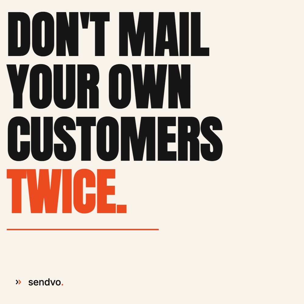 Sendvo's tweet photo. Don't mail your own customers an "introductory offer."

Upload a suppression list and Sendvo leaves them out. https://t.co/8DC1V6rmPs