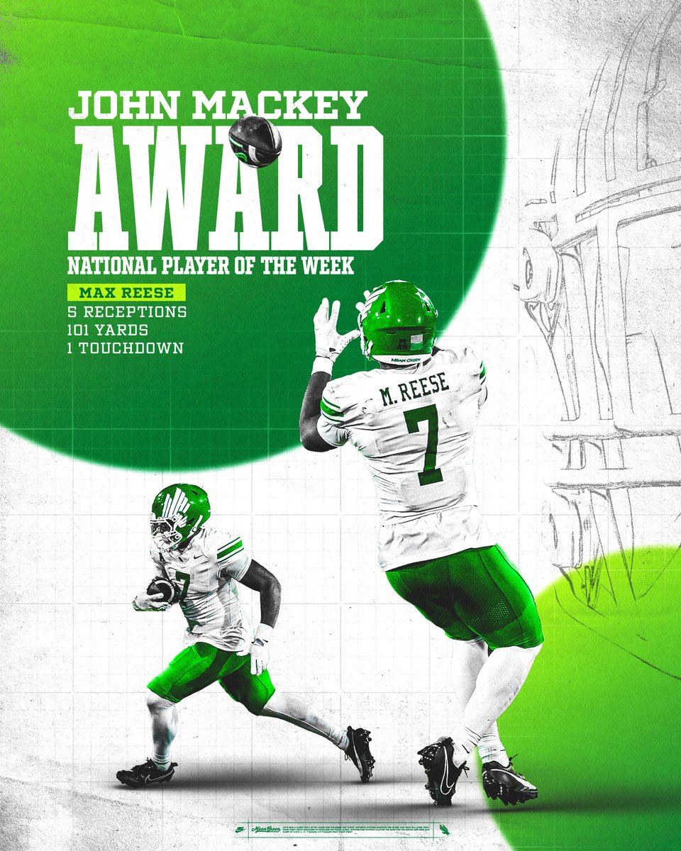 MeanGreenFB's tweet photo. No doubt about it 💪

@MaxReese10 is the John Mackey Award Player of the Week!

#GMG🦅 | @TheMackeyAward https://t.co/ScoQgcXpwJ