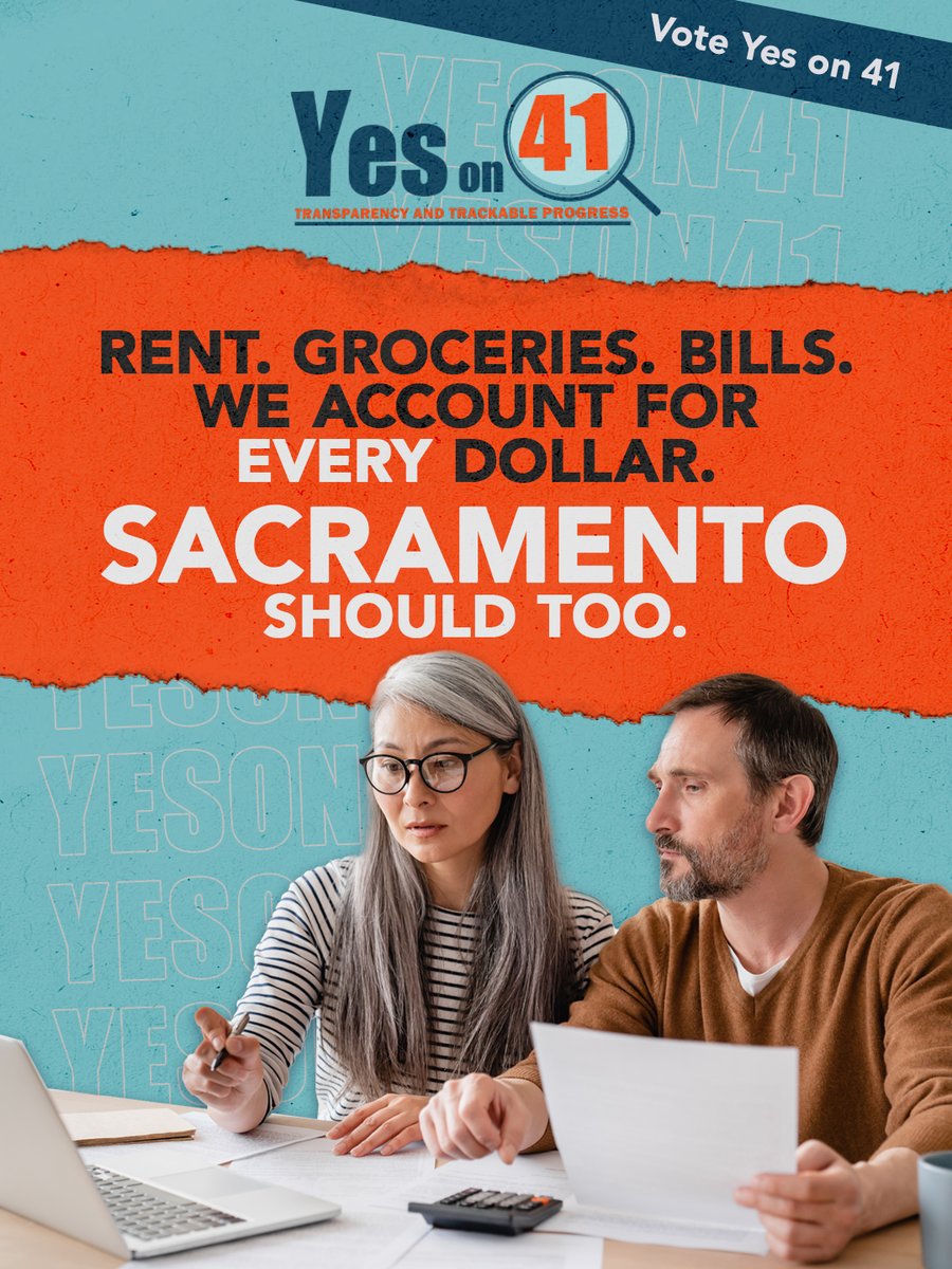 yesonprop41ca's tweet photo. You account for all the money you spend at home. Why shouldn’t the state have to do that with our tax dollars?

Prop 41 audits new taxes so you know where your money is going.

YES on Prop 41.
Learn more at https://t.co/QFwPdYME3b https://t.co/w6ygG7R9ul