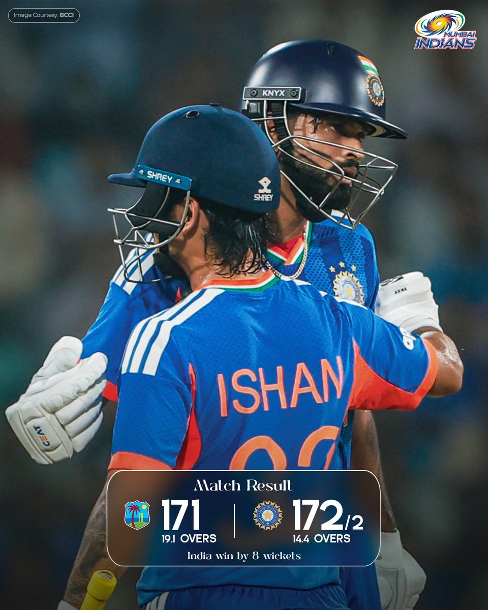 mipaltan's tweet photo. Wickets ✅
Runs ✅
Lead ✅

Perfect outing for Team India 🇮🇳

#INDvWI https://t.co/vgxNeMqKCG