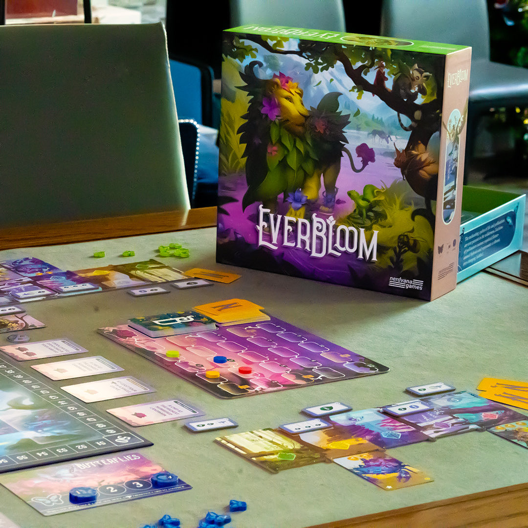 nerdvanagame's tweet photo. Looking for something new to add to your fall game-night rotation? Everbloom is ready for its next table! 🌺🦎 https://t.co/apIOuGQBJH