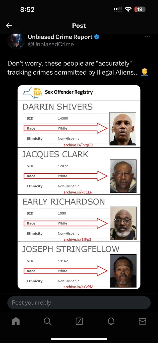 A_Hollywood1776's tweet photo. @mattvanswol Just wait until you do the sex offender registries. 

Because nothing says safety like telling the woman with 3 kids who just moved into town that the weirdo on the list is a white dude, when it’s not. 

No way to assess threats accurately with bad data https://t.co/TQz0JPpgAe
