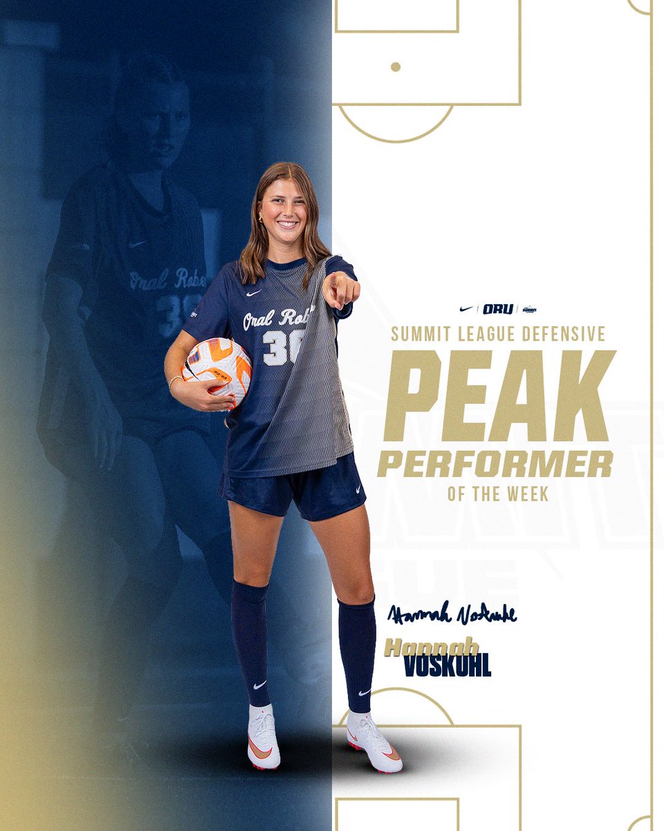 ORUWSoccer's tweet photo. HV is the Summit League Defensive Peak Performer of the Week!🔥

#ORUWSOC | #GoldenStandard https://t.co/HdI880Eryc