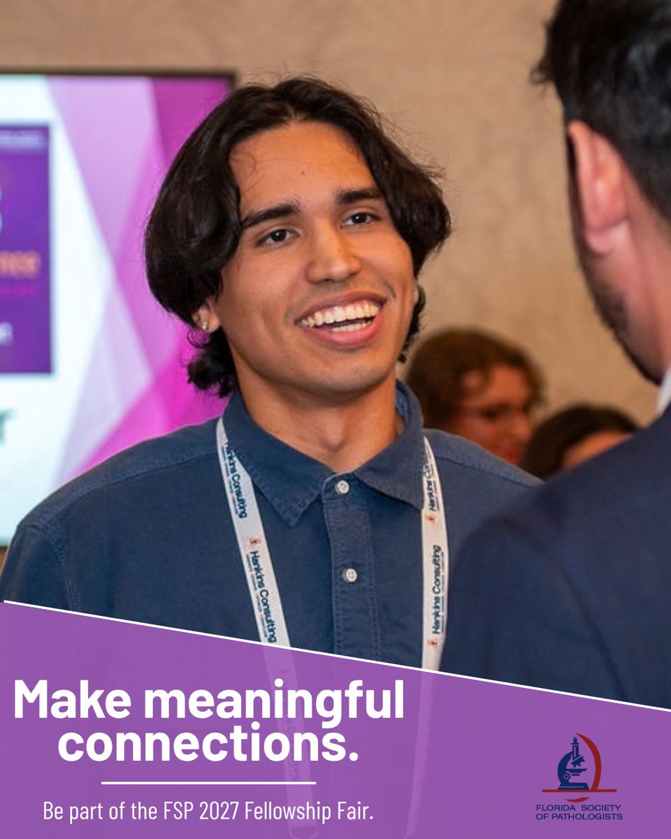 FLPathologists's tweet photo. The FSP 2027 Fellowship Fair is a must-attend event for pathology residents! 

Explore fellowship opportunities, ask questions and make meaningful connections.

If you’re an institution interested in participating, sign up here: https://t.co/hUUAE1LbAC

#FSPAnnual2027 #Pathology https://t.co/qCKVklDmz8