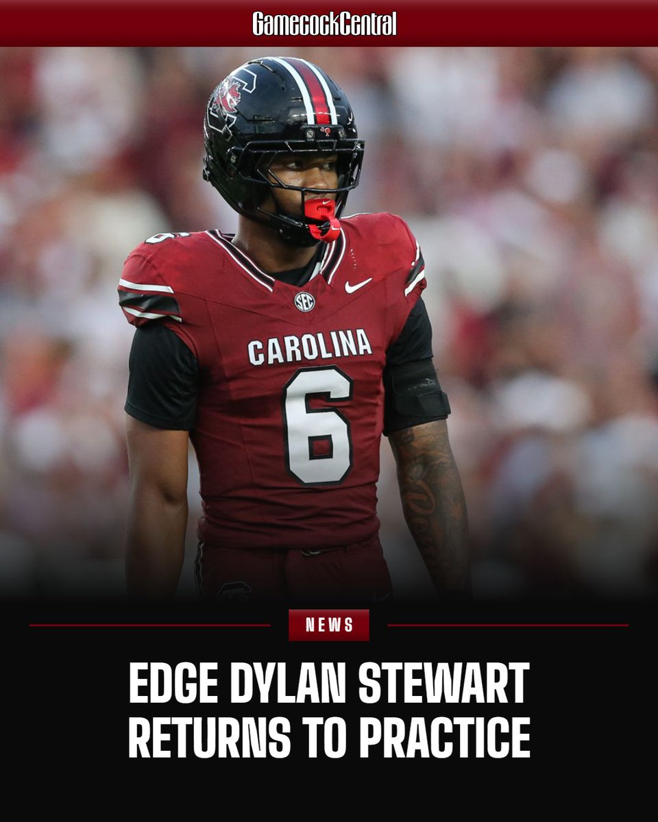 GamecockCentral's tweet photo. South Carolina EDGE Dylan Stewart has returned to practice, per Shane Beamer.

“He was at practice today. His status for Saturday has not been determined. That will be determined as we go throughout the week."

https://t.co/KyyHj5TpDS https://t.co/IjjwjgARJ3