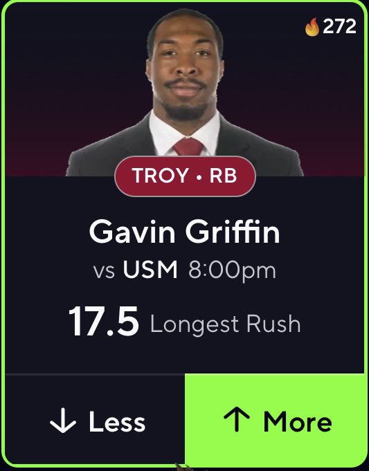 IAMMBIGPLAY's tweet photo. CFB POTD☢️🏈

OVER THIS LINE 3/4 THIS YEAR. OVER THIS LINE 100% WHEN THEY WIN. ONLY UNDER VS MISSOURI (SEC). USM GAVE UP 160 RUSHING IN 4 PLAYS TO TULANE. GRIFFIN HAS FORCED 18 MISSED TACKLES ALREADY THIS YEAR. USM RANKS NEAR BOTTOM  DEFENSIVELY IN THIS CATEGORY. EXPECT THIS TO PRINT✅
@pickfinderapp