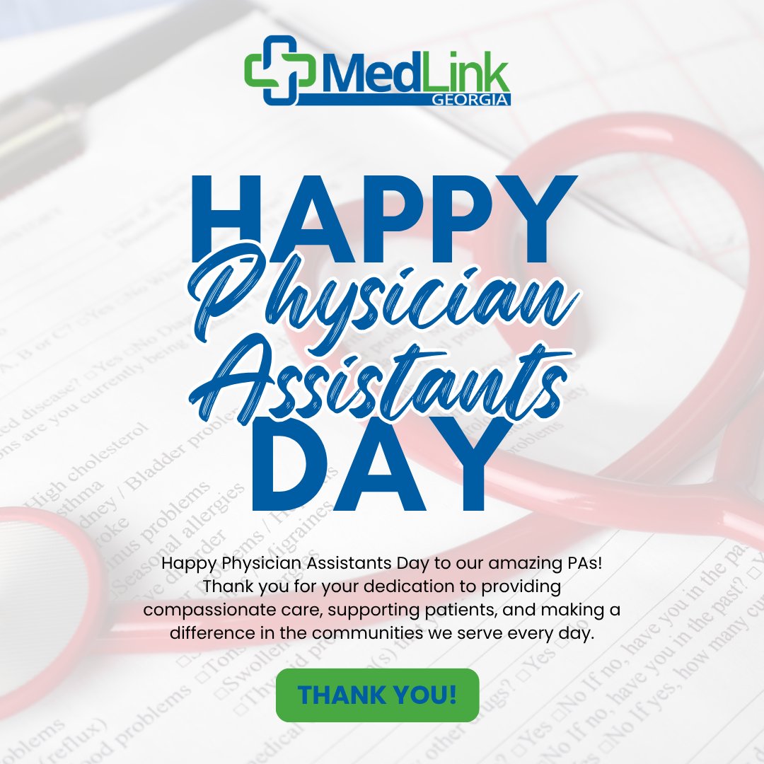medlinkga's tweet photo. Today we celebrate our incredible Physician Assistants! 🩺��� Thank you for your compassionate care and support. #PAsDay #MedLinkGA #HealthcareHeroes https://t.co/IQ1LmOBQFZ