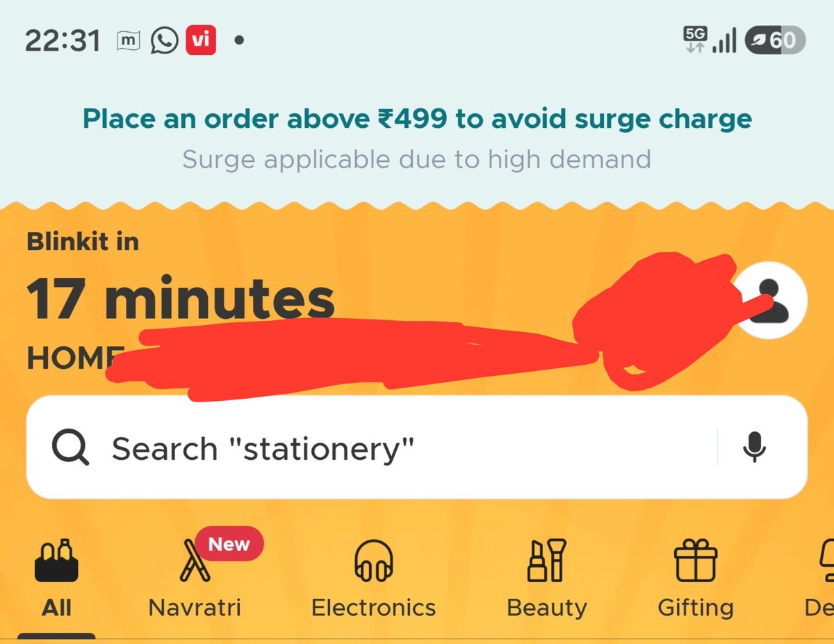 aryawaani's tweet photo. @letsblinkit @deepigoyal have you ever seen any kirane wala or subji wala charging extra just because rush of customer is high and they don't have enough staff to manage it? At least have the option to pay normal charges with slightly more delivery time! Not everyone is in hurry! https://t.co/mArz5c7D9o