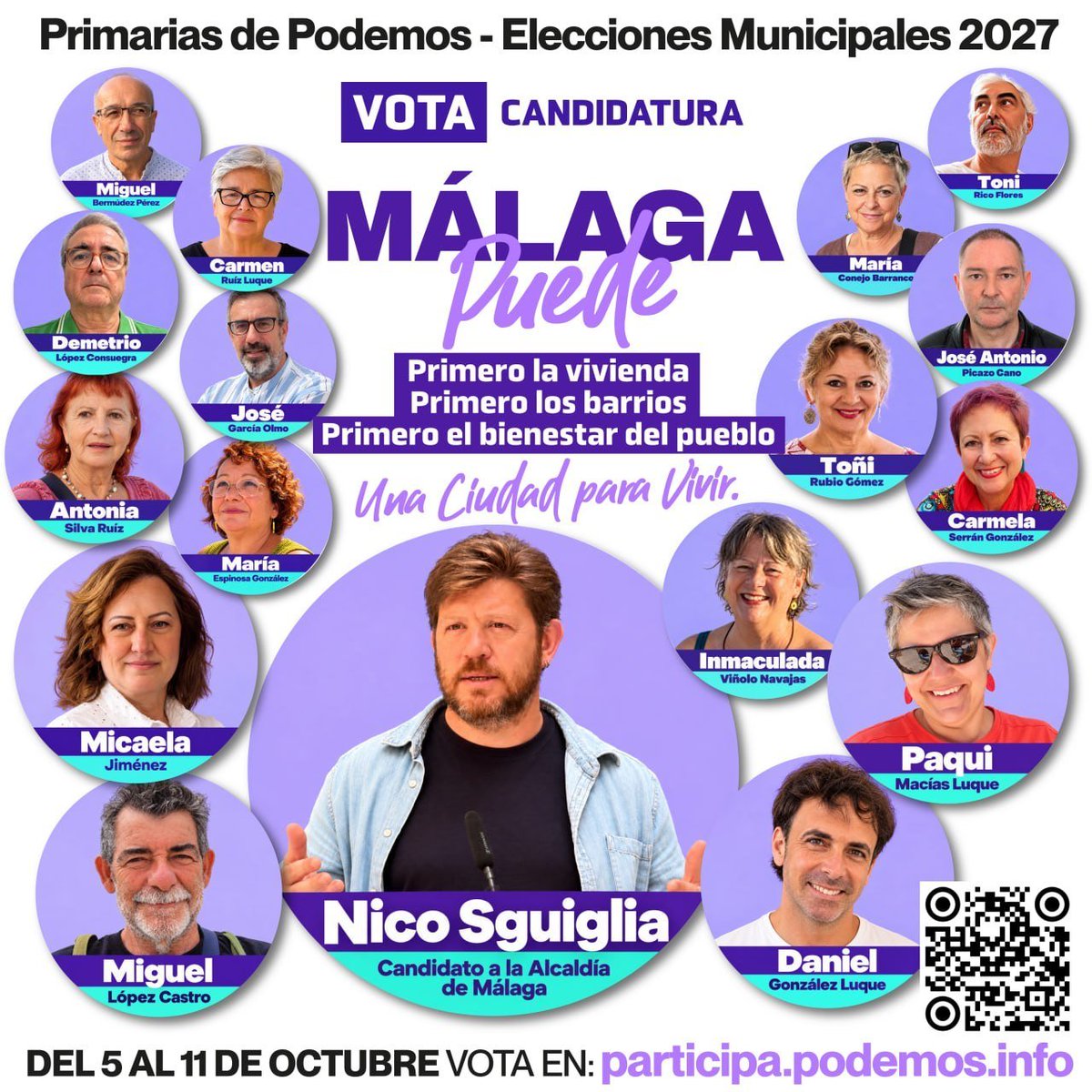 NicoSguiglia's tweet photo. 🗳PRIMARIAS DE PODEMOS- ELECCIONES MUNICIPALES 2027

🟣Me presento como Candidato a la Alcaldía de #Málaga junto a grandes compañeros-as de la lista MÁLAGA PUEDE.

⚠️Del 5 al 11 de Octubre puedes votar en: https://t.co/IuNiWe8oAX

👉🏽Participa. Vota. En Podemos decides tú. https://t.co/dNa5gx2ivc