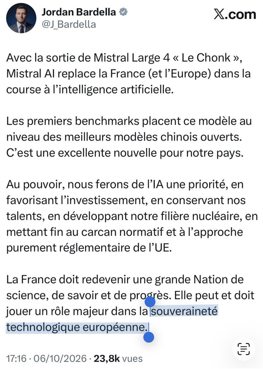 f_philippot's tweet photo. Aïe aïe aïe…« souveraineté européenne » !🤦🏻‍♂️
Voyez le communiqué de Bardella ⤵️
(il m’a bloqué sur X depuis longtemps donc je mets l’image de son tweet ici)

Le RN accélère encore sa soumission à Macron et l’UE !

➡️ Face à ça : FREXIT ! https://t.co/WAfLZv8jLV