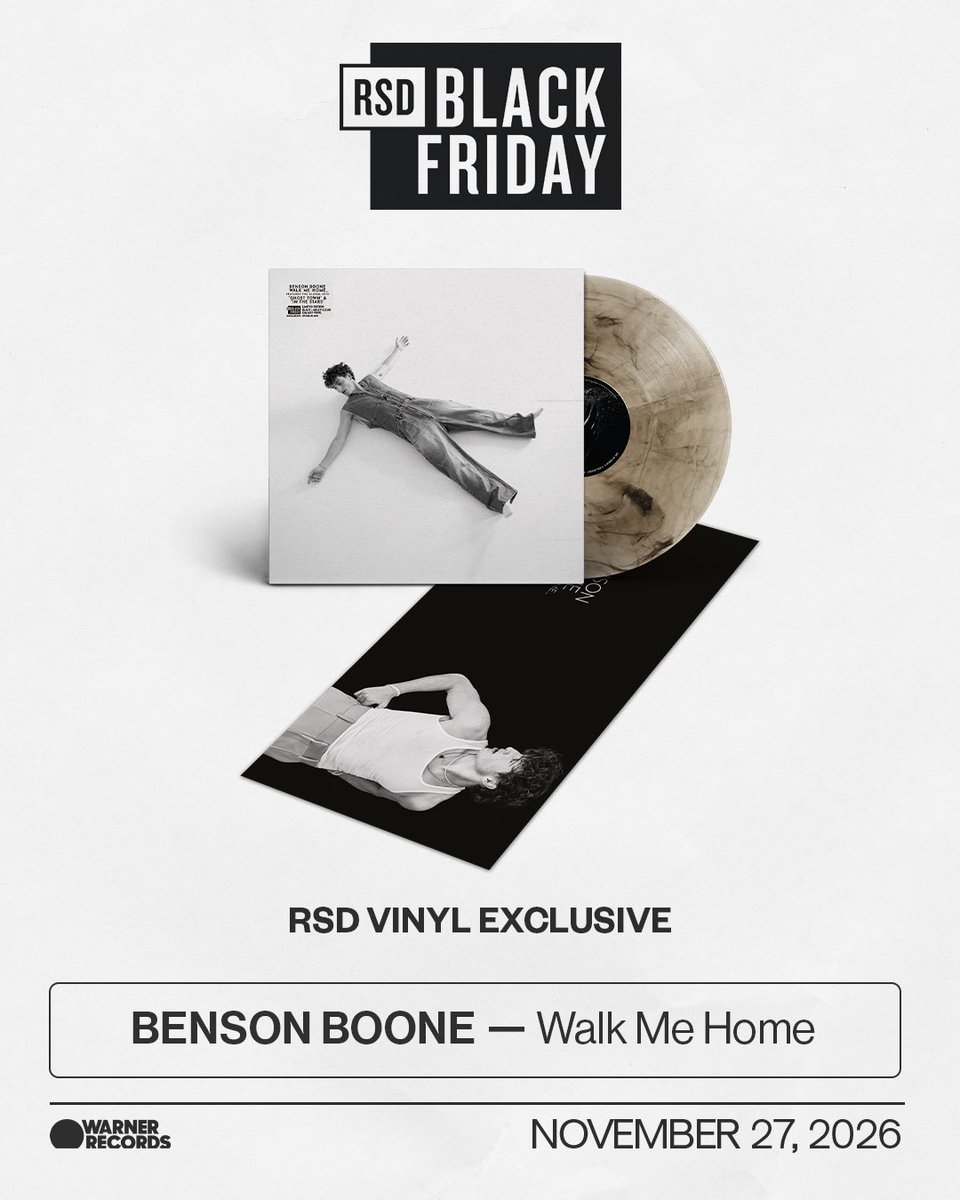 warnerrecords's tweet photo. Warner Records shares a very special slate of four new limited-edition exclusives for RSD Black Friday. The 2026 drop features special first-time vinyl pressings of titles by Benson Boone, Cher, Goo Goo Dolls and sombr. 

Vinyl will be available in Indie retailers on Friday November 27, 2026.

@recordstoreday #RSDBF #RSDBlackFriday