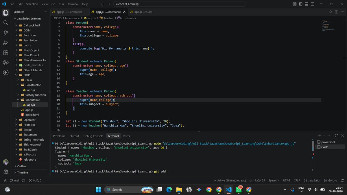 __Aditya_Ch__'s tweet photo. Day 12 of learning Backend 
✅Inheritance
✅Quick lookup at What is REST
#LearningJourney
#LearninginPublic
#Backend https://t.co/AZxwMpwMMv