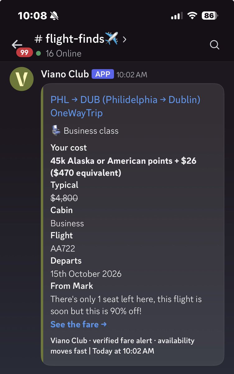 vianoclub's tweet photo. Insane business class find from Viano Club this morning!

90% off a direct biz flight to Dublin https://t.co/7WGceQaiOe