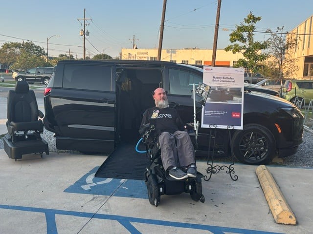 superiorvan's tweet photo. #NewOrleans came together and celebrated 50 years of @brianjeansonne last month! Brian received his #ALS diagnosis in 2019 and has never let it slow him down. Happy Birthday Brian, we'll see you out on the road! #SuperiorVan #MakingMobilityPossible https://t.co/eInRA8VALf
