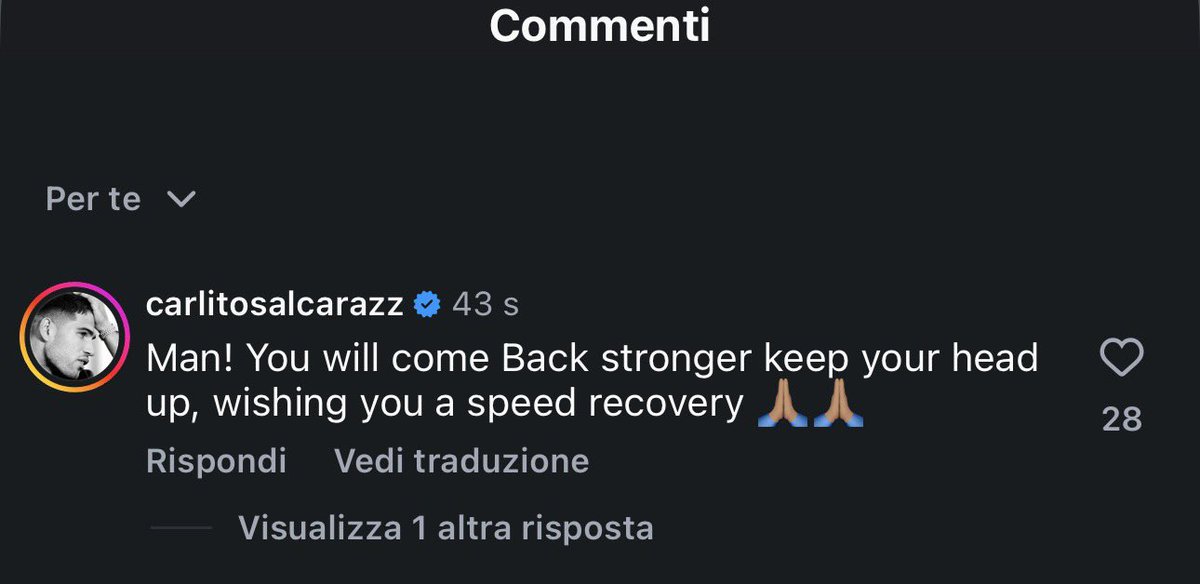 sjnnerismo's tweet photo. Apro adesso per la prima volta il video di Jannik da Instagram perché ero curiosa di vedere i commenti e becco questo commento di 43s fa, sono sul cornicione https://t.co/cTU3f1hsDX