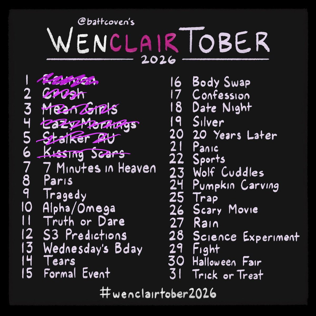 stareggcat's tweet photo. #wenclair #day6 #wednesday #wenclairtober2026 https://t.co/yTLFFpWfQC
