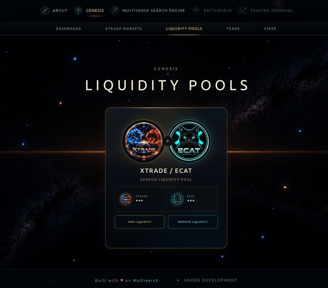 MvXTradeApp's tweet photo. Discovery was only the first step. 🔎
Now, assets begin to connect.
Liquidity begins to form.
Markets begin to emerge.
💧 $XTRADE / $ECAT
The first Genesis Liquidity Pool is getting closer. 👀
What connects next? ⚡ @MultiversX 
MVXTrade — GENESIS
https://t.co/ehjUMgRwif
$XTRADE $ECAT elrond-erd-2:native #MultiversX #MVXTrade

@2Egld Humans First !