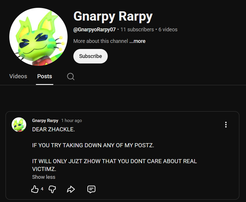 pementasXD's tweet photo. i don't like this channel why are you talking about not caring about real victims while at the same time playing character and typing like gnarpy regretevator 

im all for the leaking but atleast take it fucking serious what the hell is this https://t.co/Pog2oSh1Ze