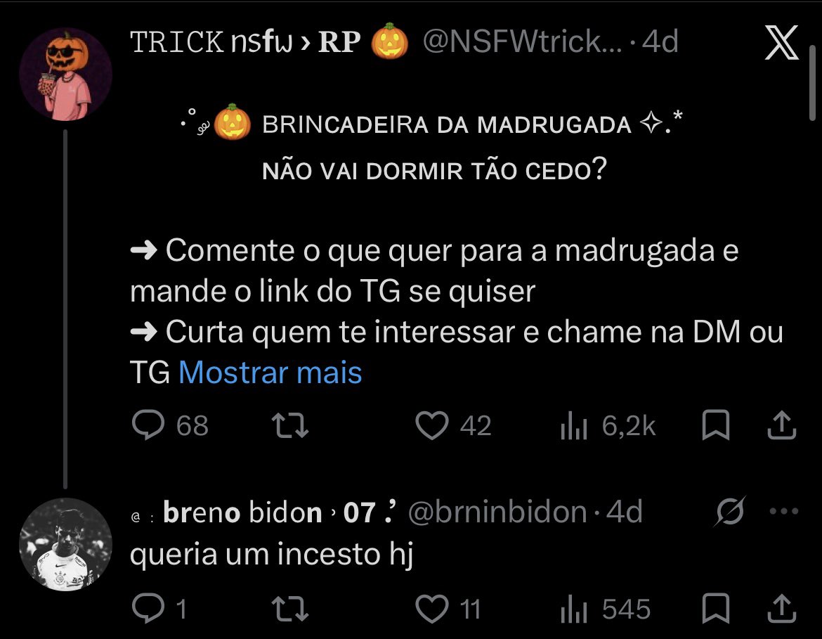 qfoimz's tweet photo. glr, qnd vcs forem chamar alg pra conversar, vamos ter um pouco de noção, né? olhem o perfil da pessoa e vejam se ela namora ou não antes. e pra vc, eu nem tenho o que dizer… um cara que comenta em post pedindo “tap incesto” deveria, no mínimo, se pôr no seu lugar, meu parceiro. https://t.co/45kO8MXorL