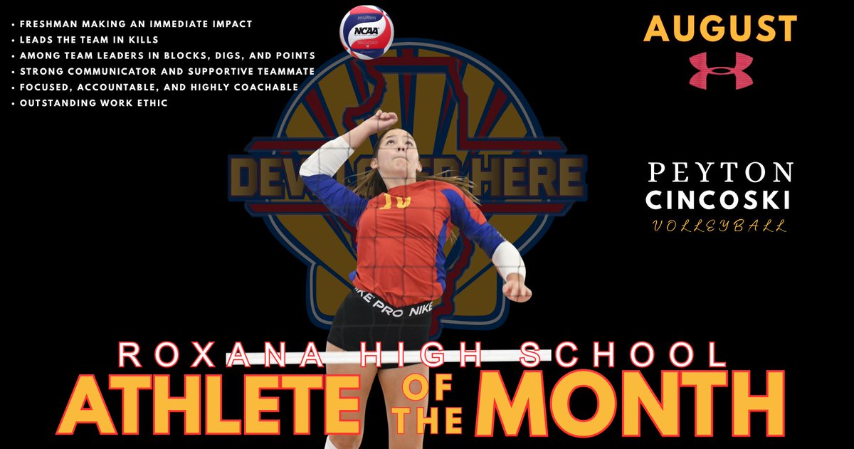 RoxanaAthletics's tweet photo. AUGUST ATHLETE OF THE MONTH

PEYTON CINCOSKI 🏐

Freshman Peyton Cincoski is making an immediate impact for Roxana Volleyball! She leads the team in kills and ranks among the team leaders in blocks, digs and points. Her outstanding work ethic, strong communication and willingness to learn make her a valued teammate.

#DevelopedHere #ShellNation #ABOVETHELINE