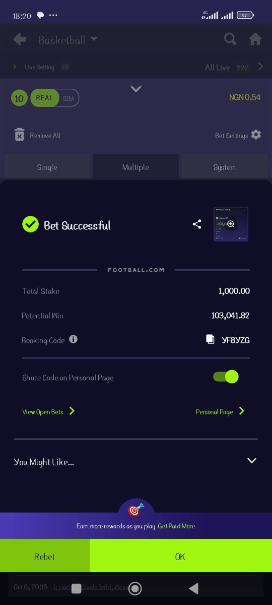 kkhay001's tweet photo. YF8YZG
@Footballcombet code basketball ๐ 100 odds
#WithGod https://t.co/rcUTGSKaGI