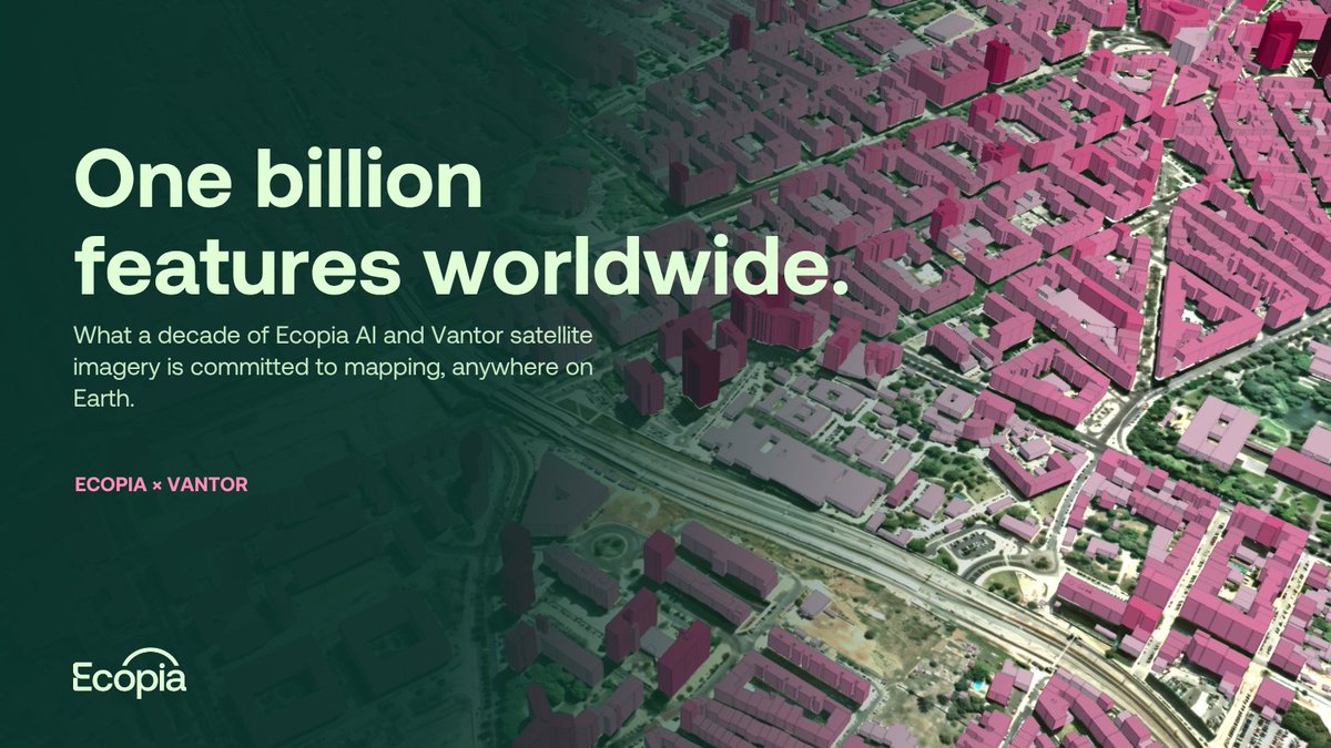 EcopiaAI's tweet photo. For a decade, Ecopia and @vantortech have turned satellite imagery into high-precision map data across every inhabited continent, from 20M buildings in Australia to 300M+ vectors across India.
 
Learn about the partnership in more detail at the link in comments. 🌎

#GeoAI #SatelliteImagery #Vantor #Mapping