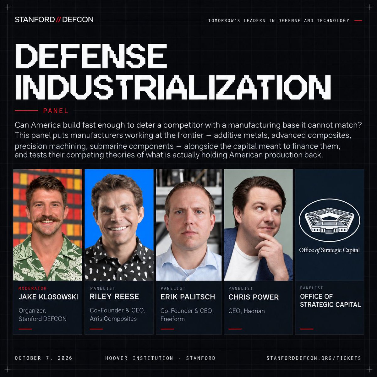 freeform_future's tweet photo. The hardest problem in American defense manufacturing isn't scale. It's that we keep mistaking assembly for invention.

We're excited for our founder & CEO @ErikPalitsch to take the stage at the Defense Industrial Summit at Stanford this week. Rebuilding the defense industrial base won't come from retrofitting a supply chain built for another era.

Innovation is the only path to progress. That's the reason we exist. 

#DefenseTech #AdvancedManufacturing #DefenseIndustrialBase #Reindustrialization