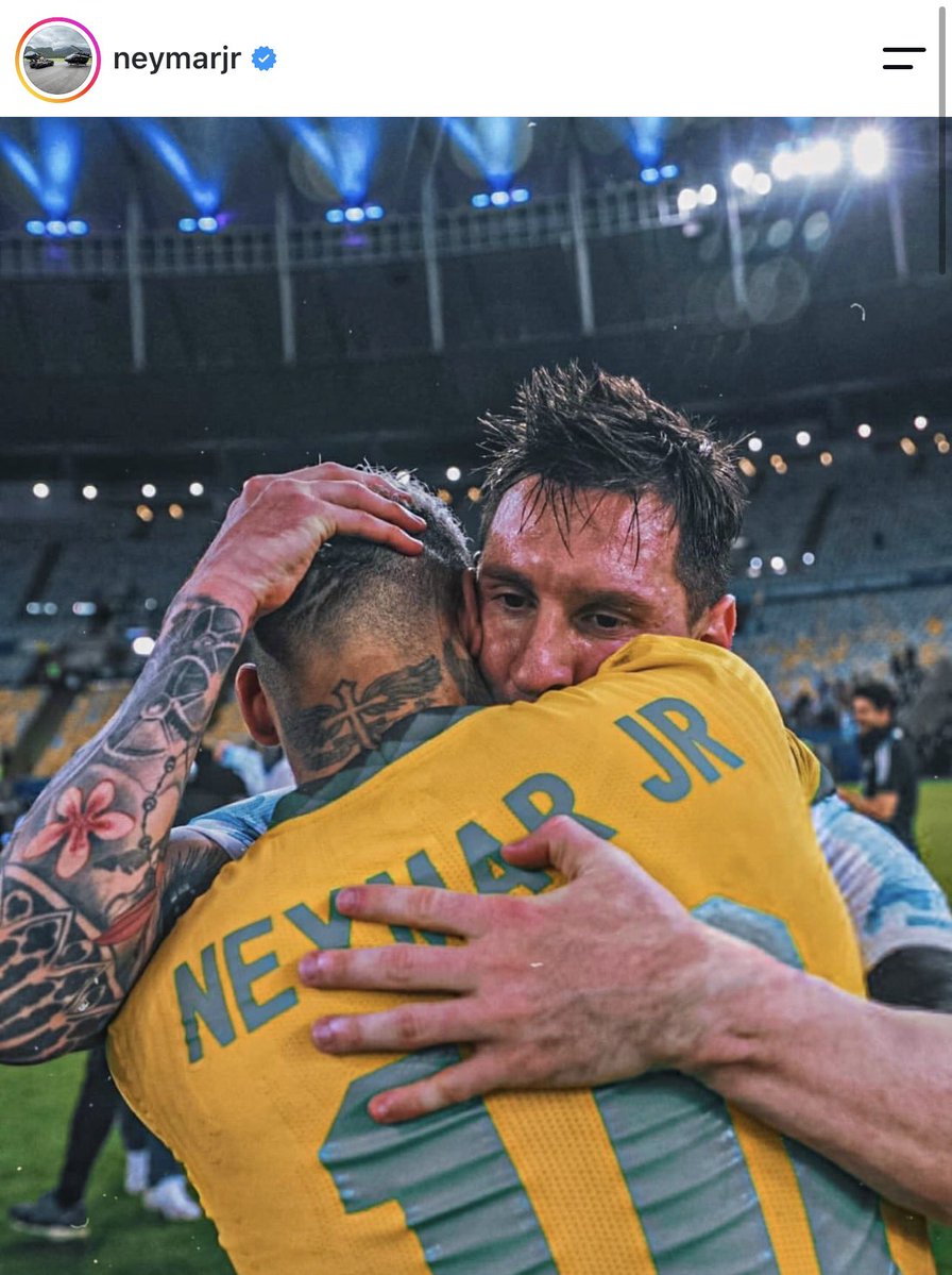 AlbicelesteTalk's tweet photo. 🚨🇧🇷 BREAKING: Neymar Jr on IG:

“Anyone who loves football has enjoyed you throughout all these years…

"Today is your final game wearing the shirt of your national team, your country, and I hope you enjoy every second of it and that all the tributes today make you happy.

"It’s not only Argentina that thanks you, the whole world thanks you for everything you’ve done for football.

"Thank you for making me love football even more. It was an honor to have played against you, and even more so to have made history alongside you.

"THANK YOU, Leo Messi. 🐐”