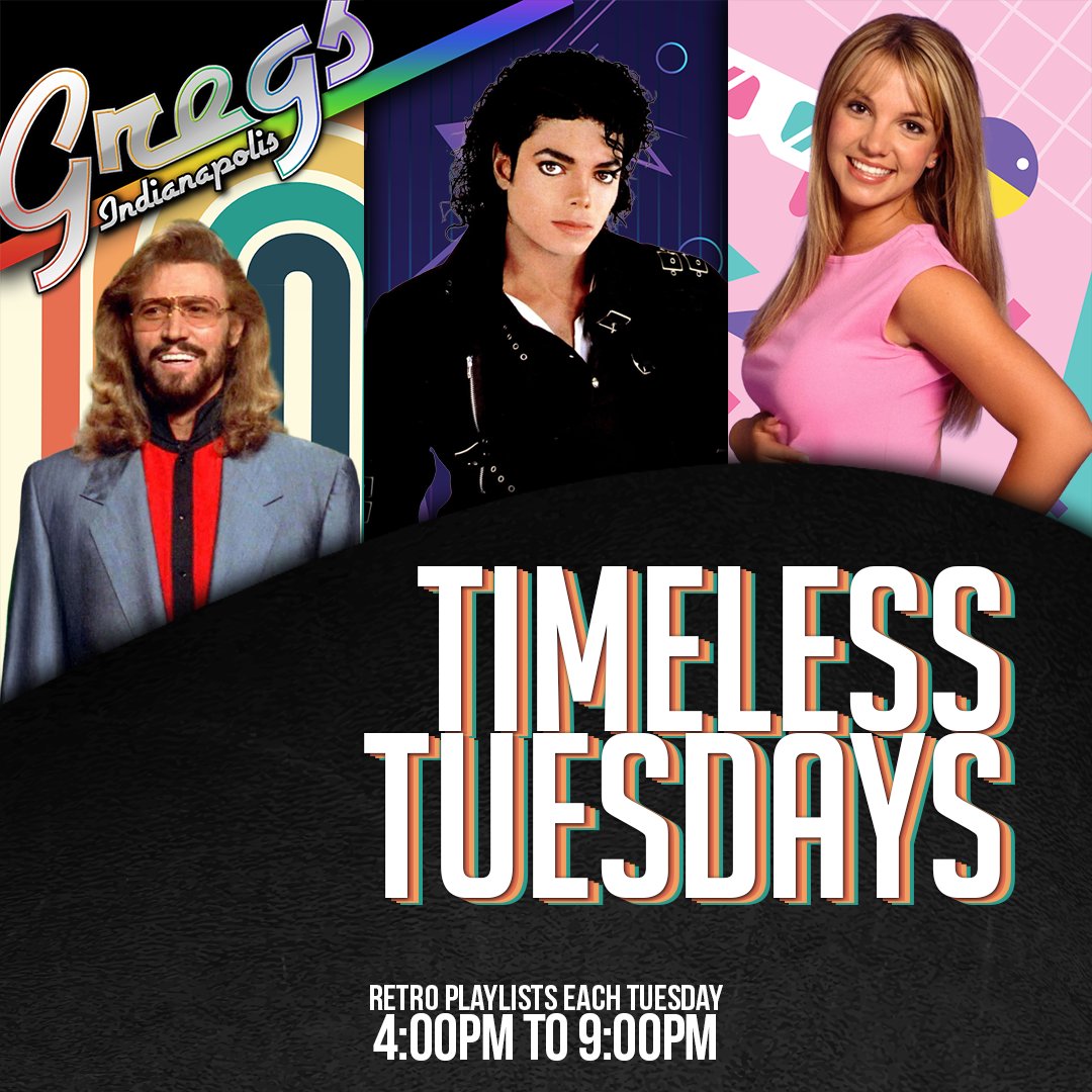 GregsOurPlace's tweet photo. Timeless Tuesdays kicks off when we open, each Tuesday, at 4:00pm. 

You'll hear retro playlists until 9pm. https://t.co/SkMDyHygFC