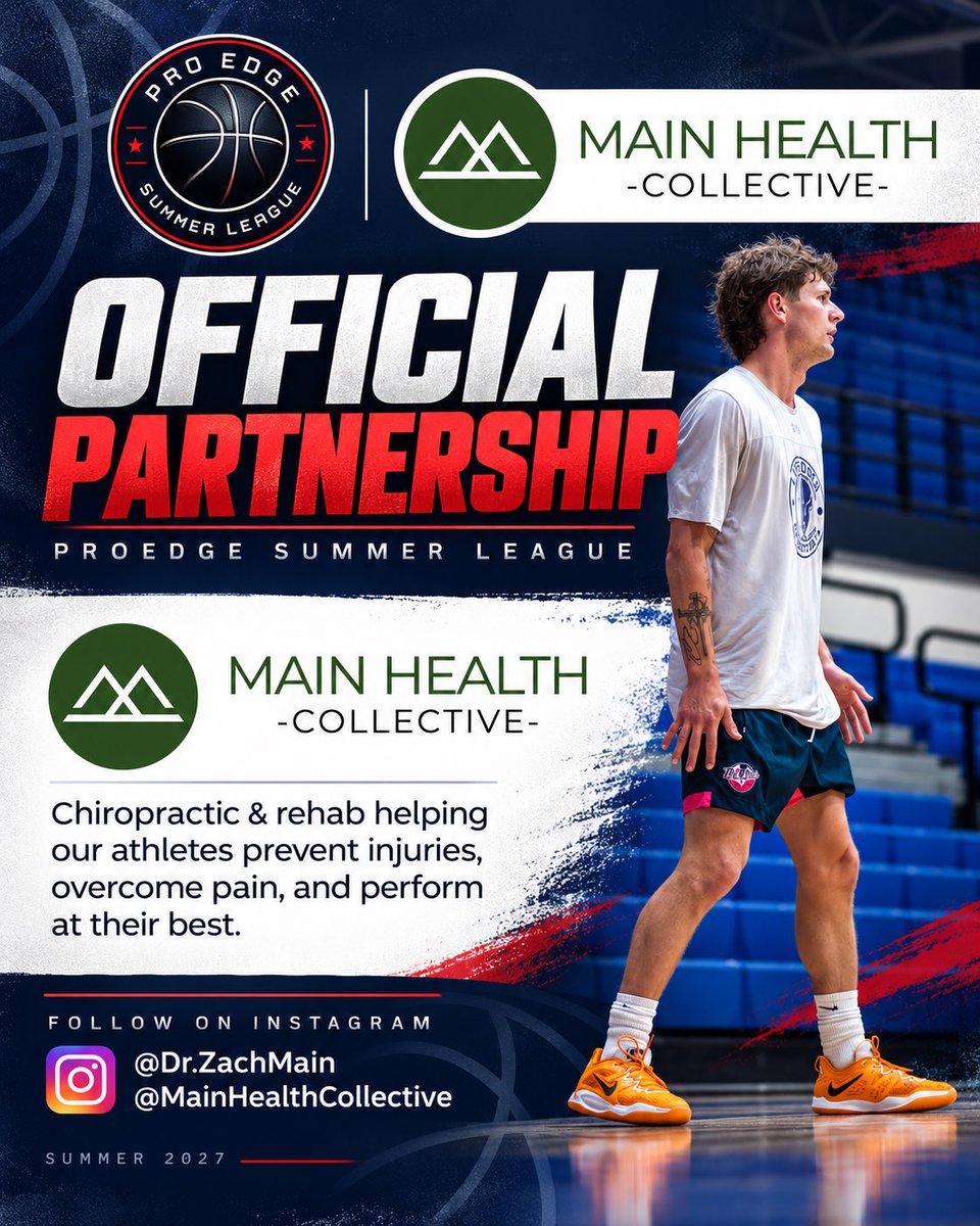ProEdgeSL's tweet photo. OFFICIAL PARTNERSHIP 🤝

Main Health Collective and Dr.Zach Main will be at @ProEdgeSL games on Tuesdays &amp; Thursdays, helping our athletes prevent injuries, overcome pain, and perform at their best. https://t.co/uvcrCfRLqq