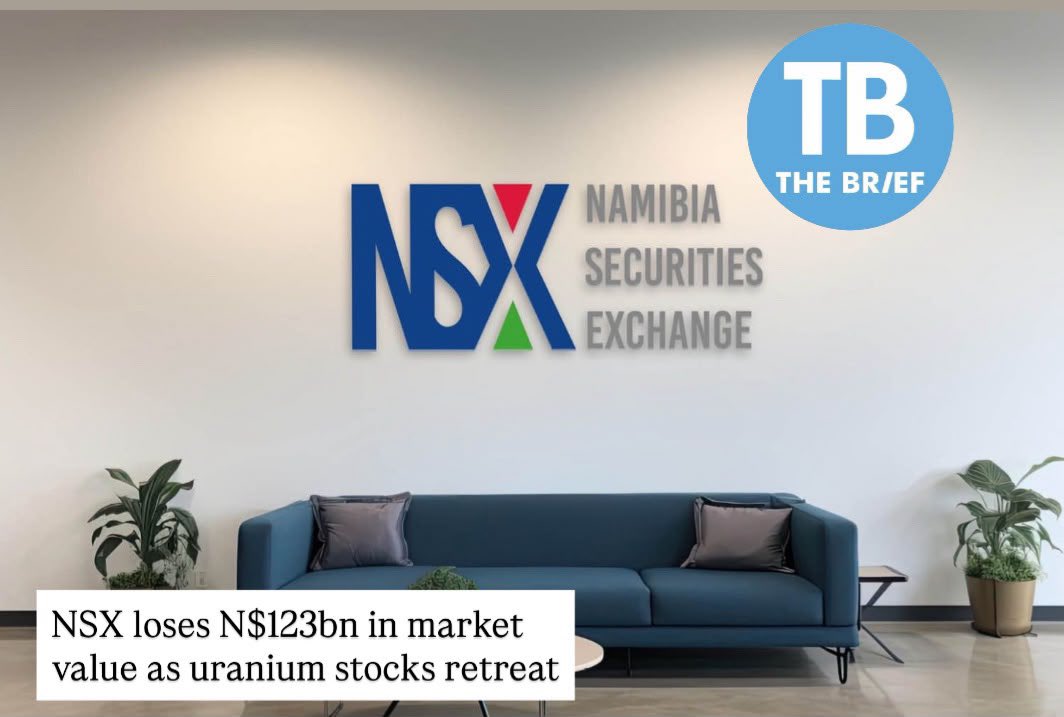 TheBriefLive's tweet photo. The Namibia Securities Exchange (NSX) lost N$123.24 billion in market capitalisation during September, as sharp declines in uranium and exploration stocks outweighed gains among locally listed financial counters.

Total market capitalisation declined 3.91% from N$3.15 trillion at the end of August to N$3.03 trillion at the end of September, according to High Economic Intelligence (HEI).

The NSX Overall Index fell 3.85% during the month to close at 2,354.28 points, with uranium and mining-related counters among the biggest decliners.

Deep Yellow fell 29.68%, Reconnaissance Energy Africa declined 25.65%, Elevate Uranium dropped 25%, Bannerman Energy lost 24.03% and Asarian Energy declined 23.59%.

https://t.co/QAN15pljBY #namibia #marketcapitalisation #uranium #exploration @FinanceNamibia @DeepYellowLtd @Recon_Africa @BannermanEnergy @Elevateuranium @MME_Nam @Paladin_Energy @EconomicIntel