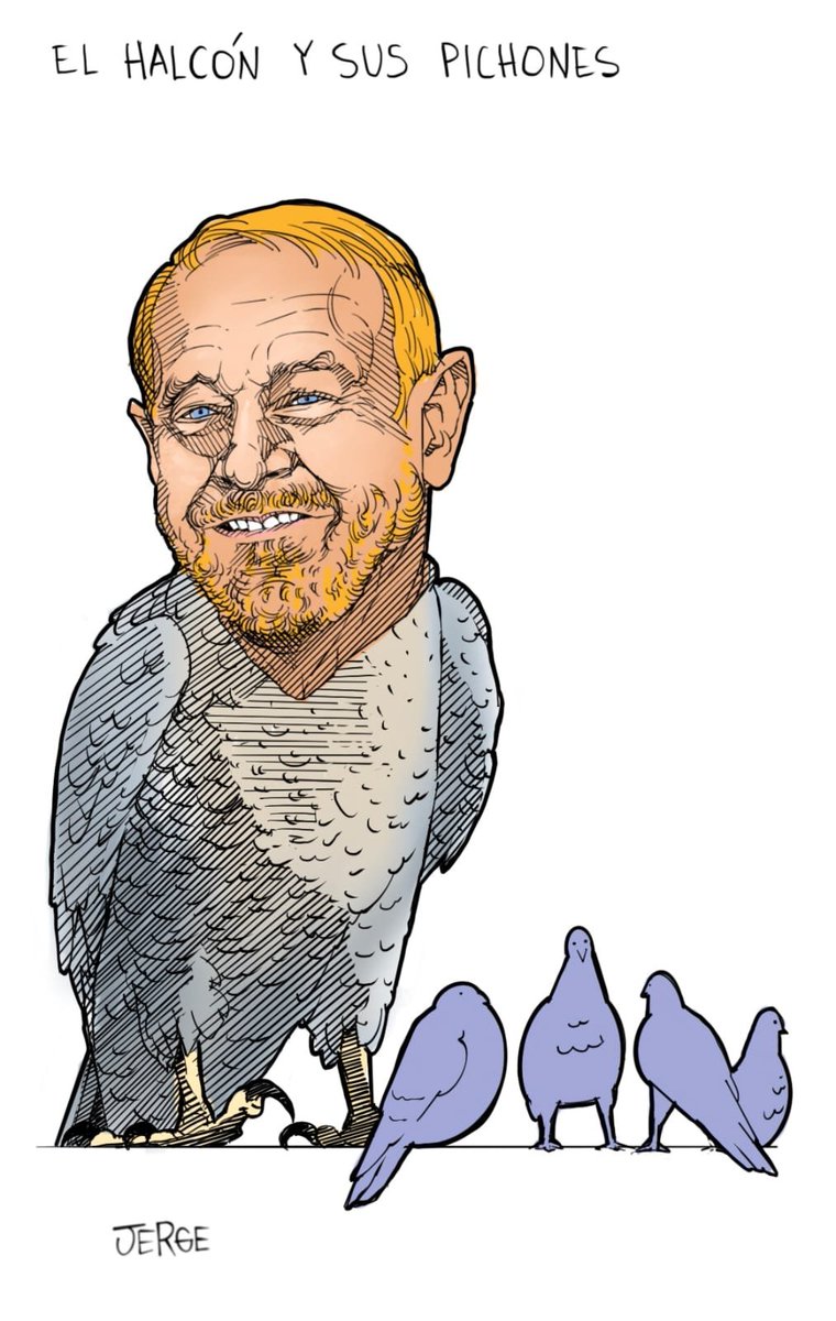 El_Chamuco's tweet photo. "El halcón y sus pichones", por @monerojerge. #CartónDelAverno https://t.co/Ff9cAErvUr