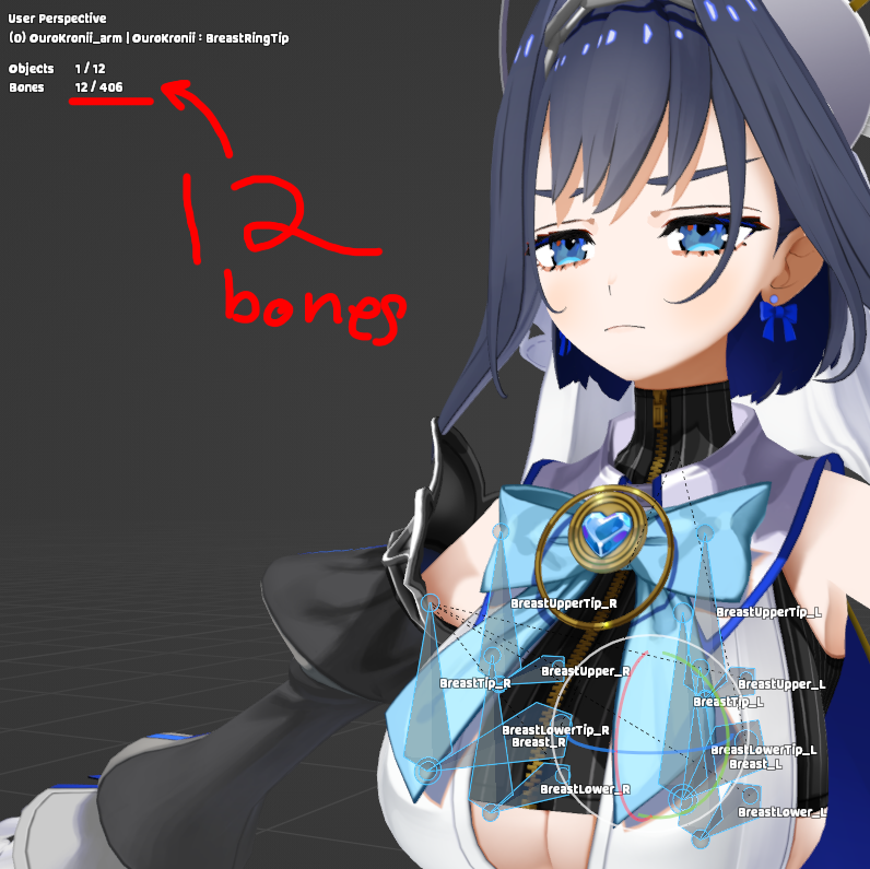Rexminia's tweet photo. It amuses me so much that Raora's MMD has 30 total bones for her boobs, especially since she is a special case since other models use around 12-20ish bone for their boobs. https://t.co/N76VR5WZRf
