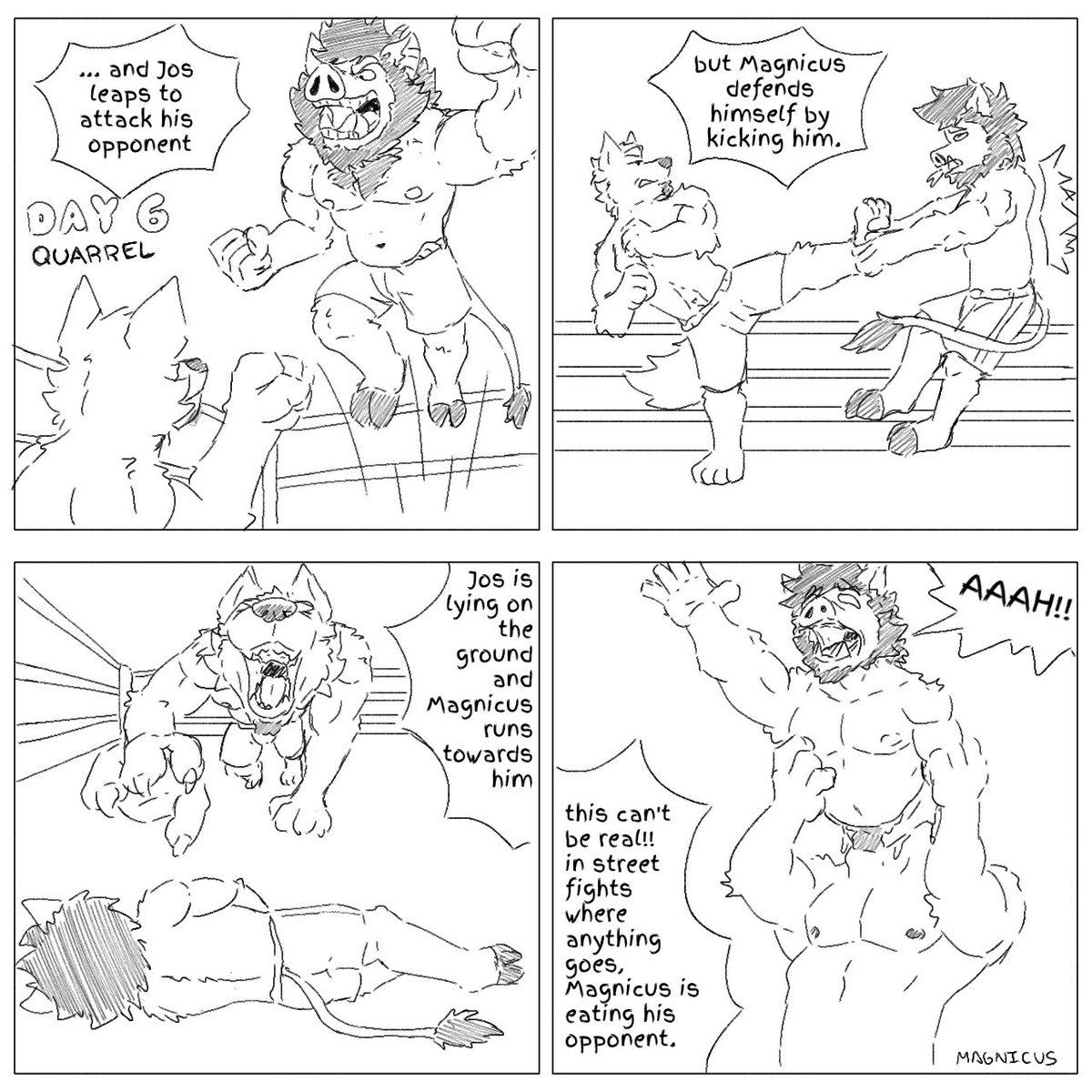 MagnicusFat's tweet photo. Day 6
Quarrel
Sorry, fighting made me hungry
#voretober #voretober2026 #vore #furry https://t.co/b6JbuIplkN