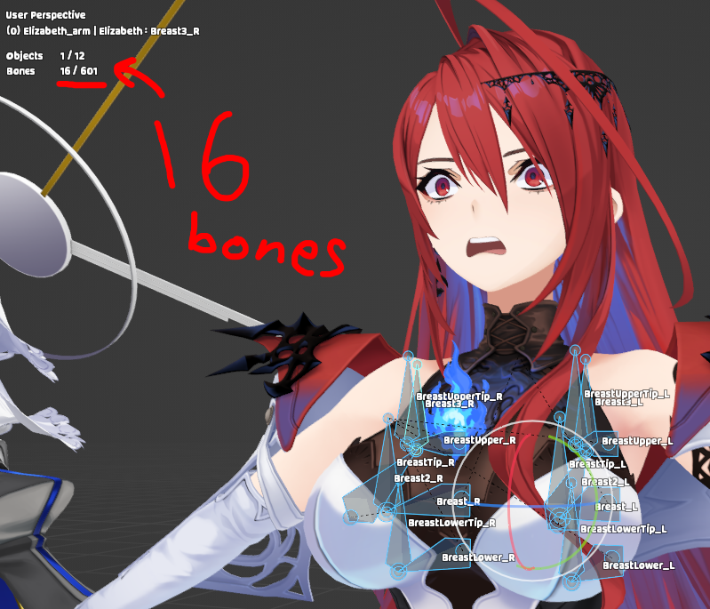 Rexminia's tweet photo. It amuses me so much that Raora's MMD has 30 total bones for her boobs, especially since she is a special case since other models use around 12-20ish bone for their boobs. https://t.co/N76VR5WZRf