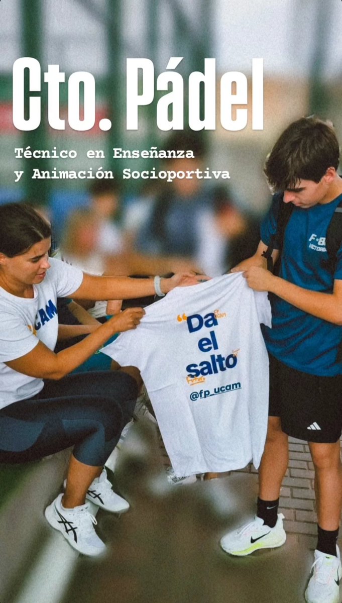 Irenecaru's tweet photo. Cto. Pádel #FPTSEAS @FPUCAM
#FormaciónProfesional #TSEAS #FPUCAM #UCAM
| Técnico en Enseñanza y Animación Socioportiva |
💙💛 https://t.co/OHRu76aVFT