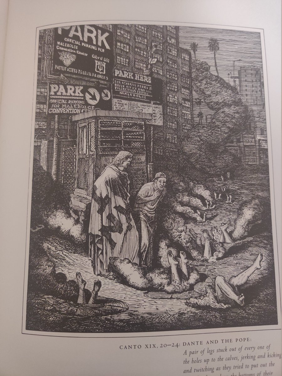 JihadalHaqq's tweet photo. My neighbor just died and I inherited a copy of Dante's Inferno that illustrates Hell as a decaying American landscape filled with fast food restaurants, malls, &amp; other features of capitalist society using Gustave Dore's art style https://t.co/5jVmsFJosm