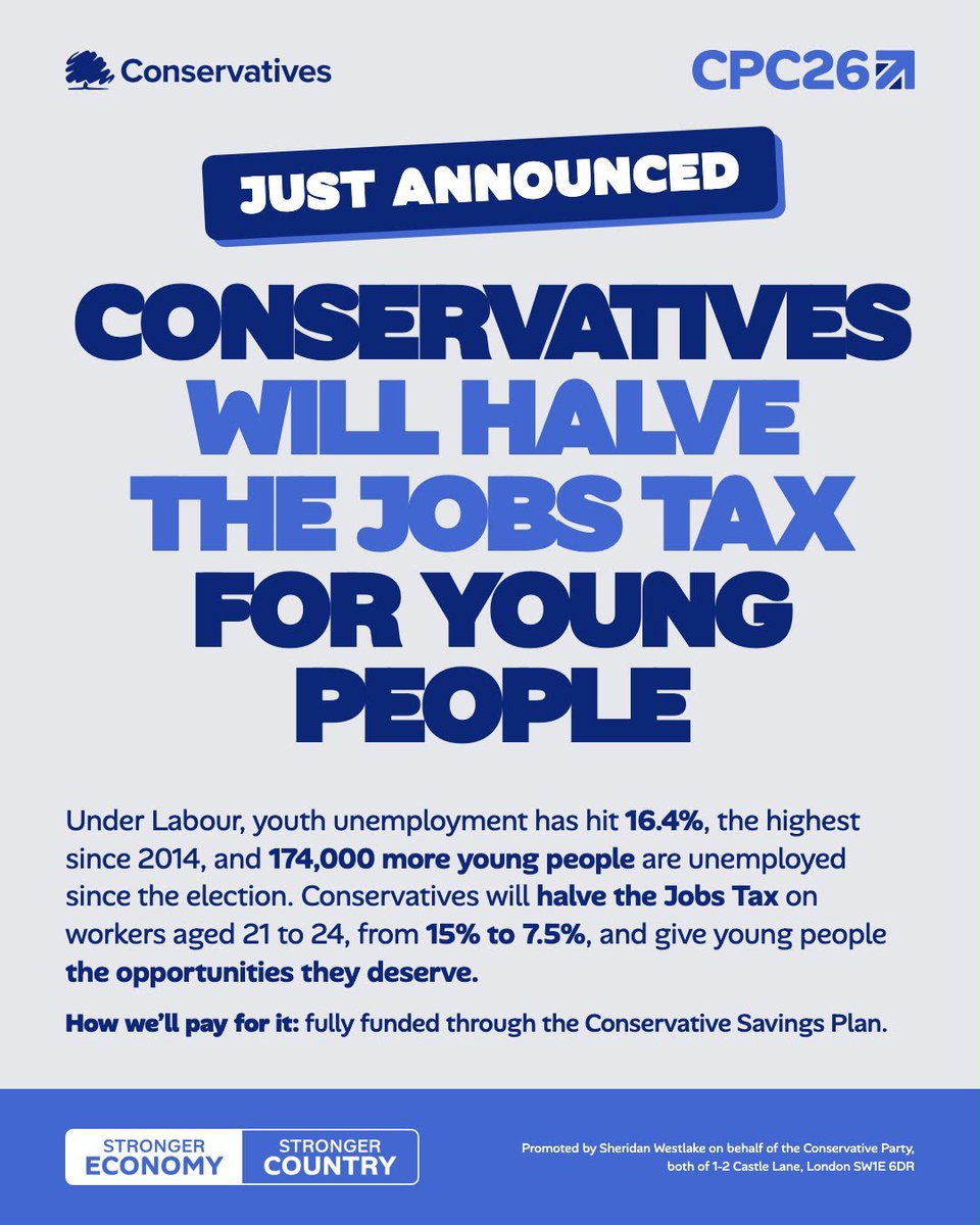 griffitha's tweet photo. 💥 Nearly a million young people are not in education, employment or training. 

It’s time for action.  

That’s why we Conservatives will halve the tax on youth jobs, and give young people the opportunities they deserve. https://t.co/UzbLZbvyp3