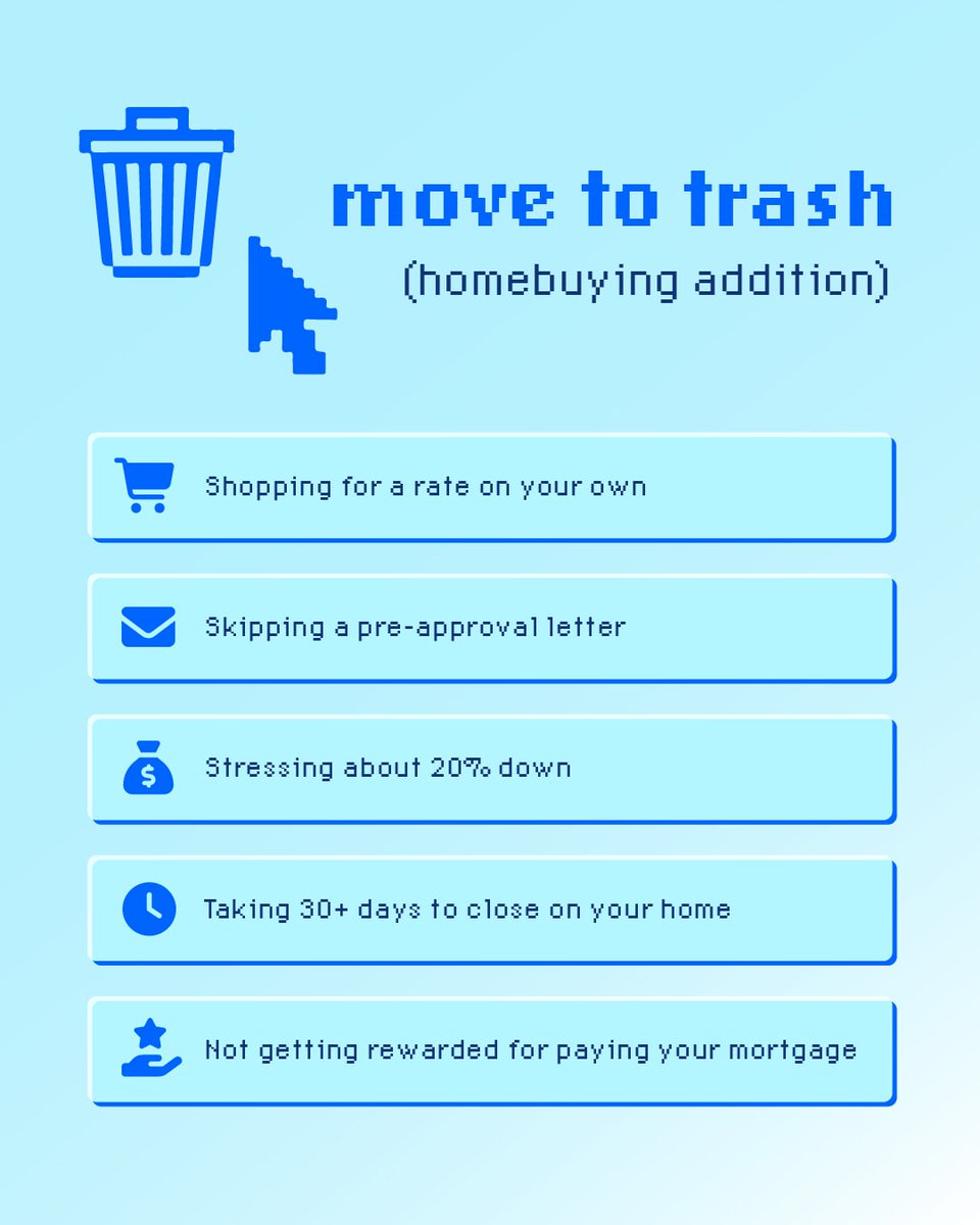 PhilipSeely's tweet photo. It’s time to throw away bad homebuying habits. 🗑️ Get pre-approved and know your true purchasing power before you start touring homes. DM me to find the right mortgage option for your budget! #HomeBuying #MortgageTips #RealEstate https://t.co/1s4HjbWEcL