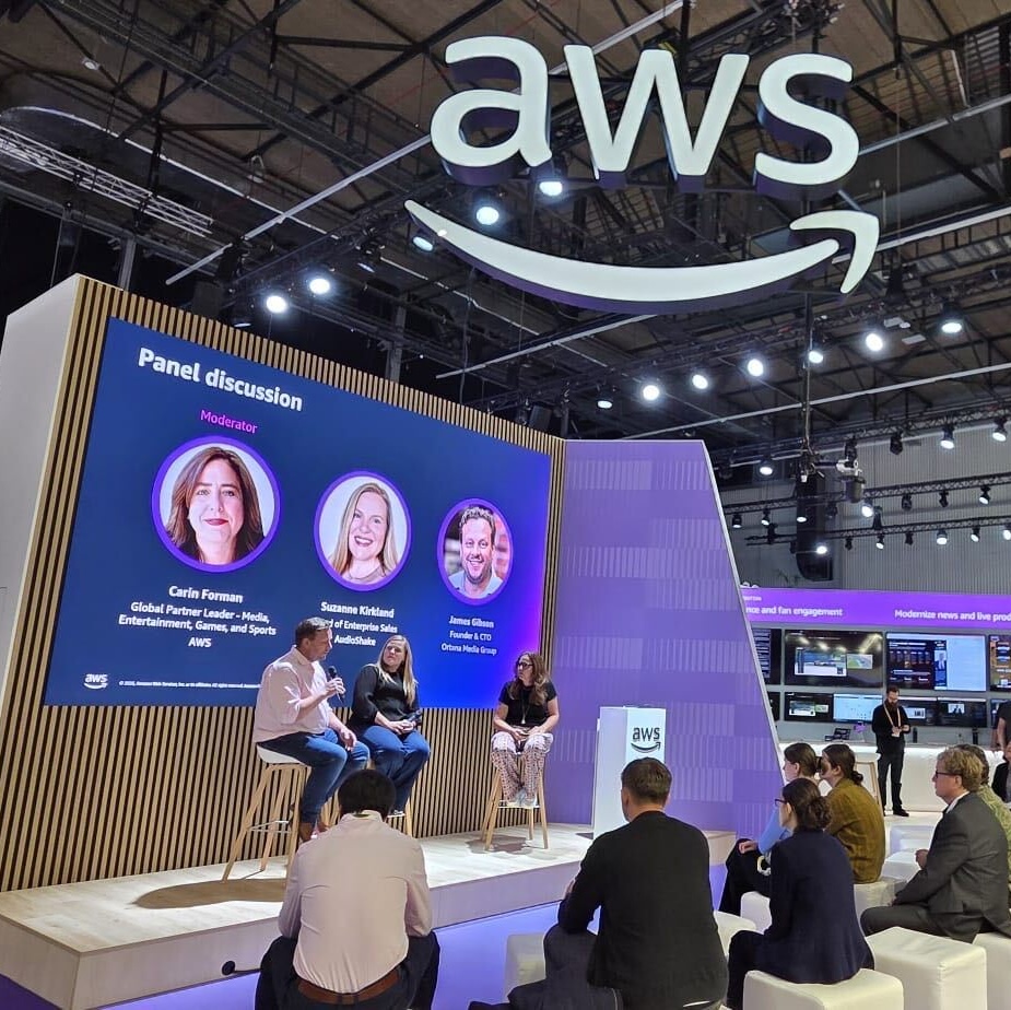 AudioShakeAI's tweet photo. Most archive audio is stuck in a finished mix, which makes dubbing, clearing music and re-licensing hard. Suzanne Kirkland talked through how @AudioShakeAI's separation, @ortanamg, and @AWS Marketplace fit together to fix that, with Ortana and AWS at IBC. https://t.co/SmwzoJuxWS