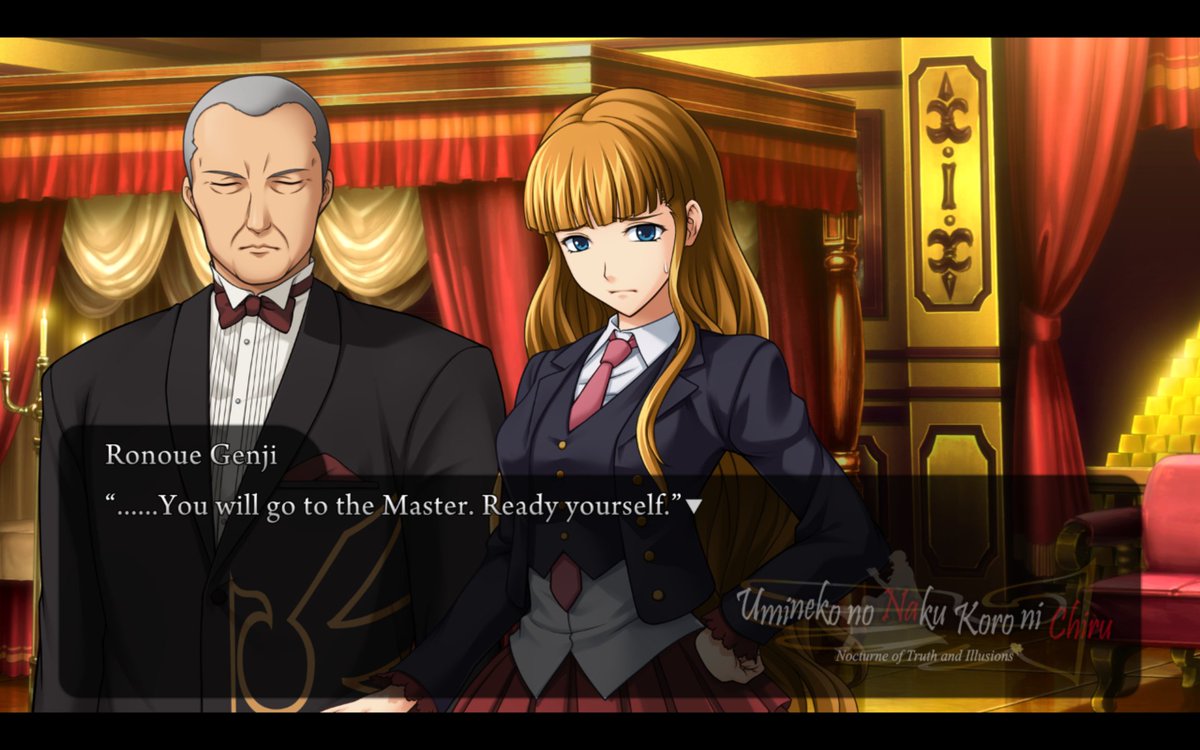 bernkastel281's tweet photo. this'll never not be fucked up to me bro they really dressed her up as her mother/his daughter who he raped so he could be forgiven they didn't give a fuck about her, they just used her whole life as a tool to soothe Kinzo's mind, it's so sad #Umiday26 https://t.co/FcdqvOL43a
