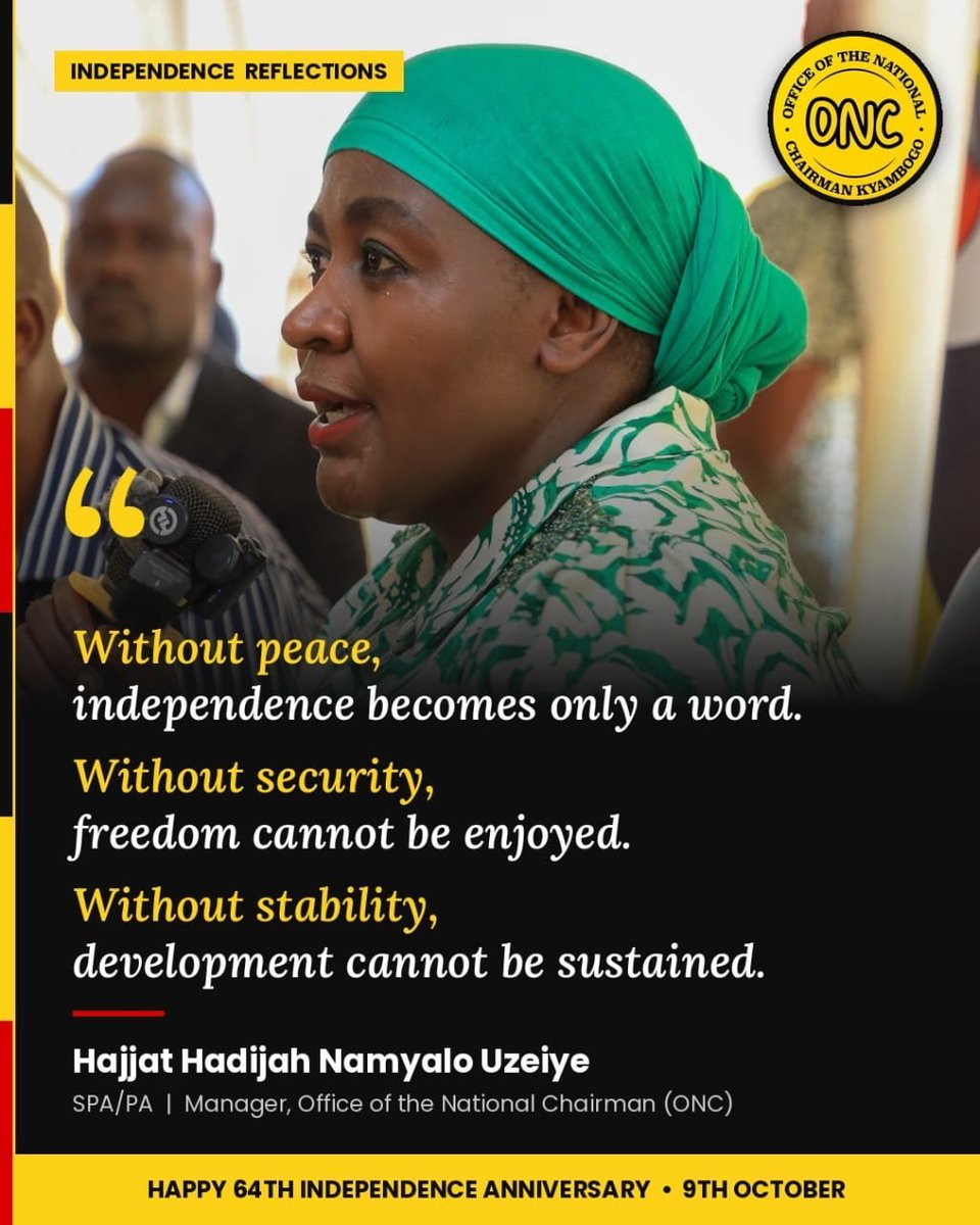 TK_TwekambeK's tweet photo. Without Peace, security and stability this country becomes chaotic, non-governed and very insecure to live in. That is why we must protect these gains jealously.
#JajjaKwesiva2031
#64thIndependenceDay
@StateHouseUg @Onc_nrm1 @KagutaMuseveni @JanetMuseveni @ChiefMuzzukulu https://t.co/5VIb1HtAcO