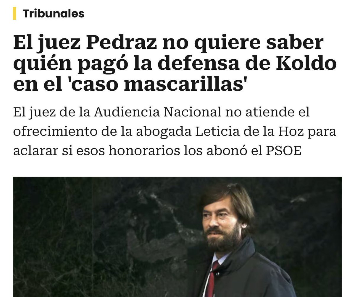 pmsac74's tweet photo. Abro debate de política de  ficción basándome en los últimos movimientos de la Audiencia Nacional:
 ¿Qué pasaría si el caso Koldo da el giro más loco de todos?
Llevamos meses con el tema en bucle, con el PP usándolo como el golpe definitivo contra el PSOE y los juzgados echando humo. 
Pero pongámonos en un escenario que dinamitaría la política española. 
¿Qué pasaría si mañana sale una prueba de que es el PP quien está pagando en secreto al abogado de Koldo García?
Si esto ocurriera, el terremoto político y legal dejaría en nada todo lo que hemos visto hasta ahora por tres razones:

1. El hundimiento de la estrategia de Génova. El PP pasaría en un segundo de ser el gran acusador a estar en el centro de la diana. La pregunta en la calle y en el Congreso sería automática: ¿Por qué el partido de la oposición le paga la defensa al hombre clave de la trama? La sombra de un pacto de silencio ("te pago el abogado a cambio de que no hables") sería imposible de borrar. Destruiría toda su credibilidad de golpe.

2. Problemas penales muy graves. Pagarle el abogado a un tercero no es delito, pero que lo haga un partido político con su dinero (que viene en gran parte de fondos públicos) cambia las reglas del juego. Anticorrupción abriría una causa de inmediato por malversación o administración desleal (usar dinero del partido para defender a alguien ajeno y vinculado a la corrupción del rival) y obstrucción a la justicia, si se demuestra que ese dinero se daba a cambio de condicionar lo que Koldo declara ante el juez.

3. Un juicio contaminado. El propio juez de la Audiencia Nacional tendría que investigar al abogado de Koldo. Se miraría con lupa si la estrategia de defensa busca de verdad beneficiar al acusado o si está diseñada para proteger al partido que paga las facturas a final de mes. En una política tan al límite, un giro así cambiaría las reglas del juego por completo. Quien iba a ganar la partida acabaría imputado por financiar la defensa del enemigo.
Y con esta suposición sobre la mesa, cabe hacerse una pregunta inevitable viendo cómo avanzan los tribunales en el "caso Leire": 
¿Por qué el juez Santiago Pedraz se niega a admitir que la abogada de Koldo García, Leticia de la Hoz, revele formalmente quién paga sus honorarios? 
La propia letrada ha pedido al juez y a Anticorrupción que la liberen del secreto profesional para aportar las facturas y aclarar el origen del dinero. Sin embargo, el instructor ha rechazado la propuesta de golpe.
Si a otros acusados del entorno de la trama se les ha fiscalizado al milímetro cada ingreso para saber de dónde venía el dinero, ¿por qué a ella no se le permite romper ese secreto para aclarar la financiación de la defensa? 
En un caso donde se sospecha de cloacas y de dinero opaco para comprar silencios, que la justicia prefiera mirar para otro lado en este punto exacto resulta, cuanto menos, incomprensible.