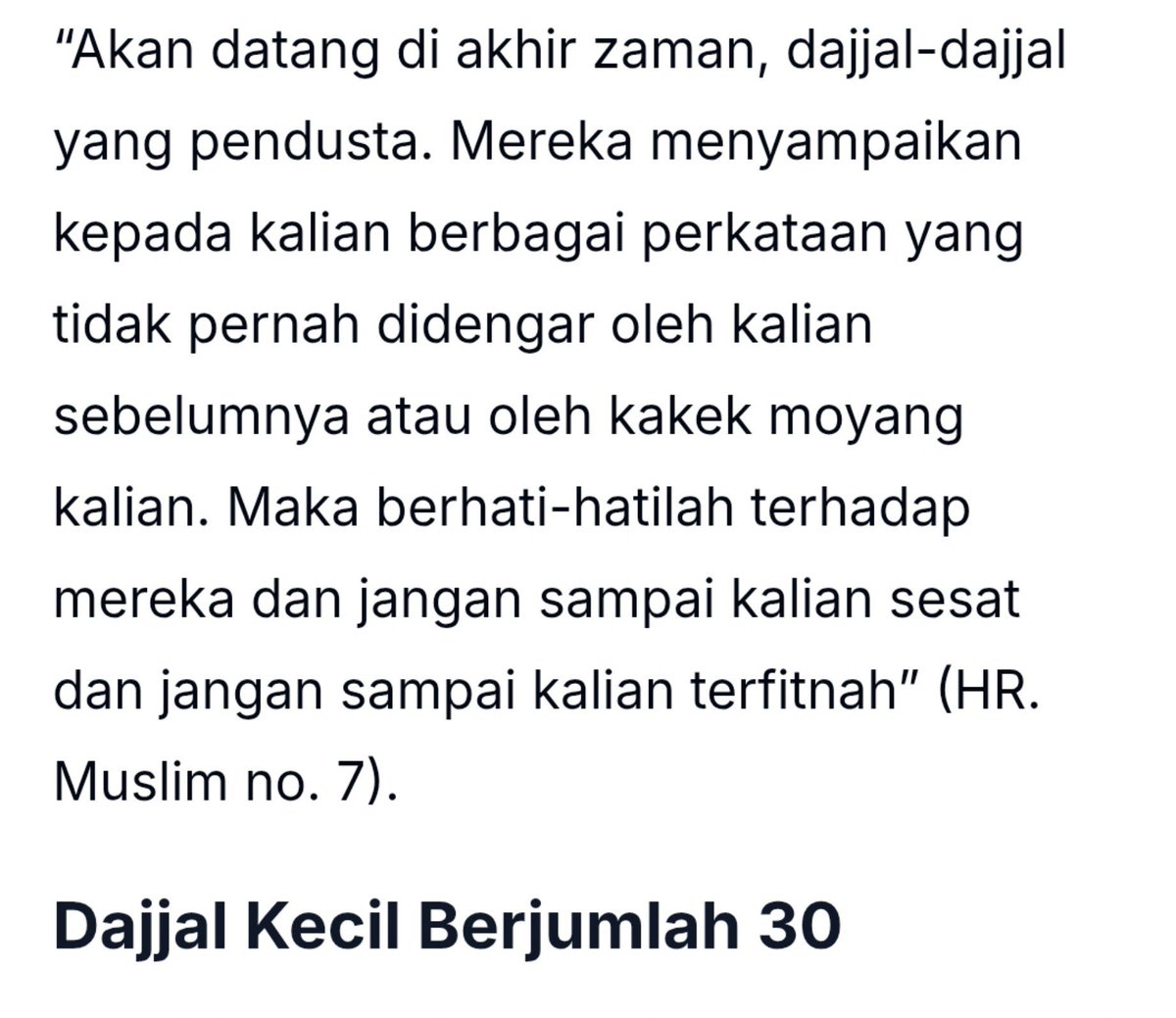 Rekomshopwe's tweet photo. @serenandin Ya silakan ka gpp kalau ga percaya ciri fisik. Tapi, kalau sy percaya karena itu tertera di hadits sahih ciri fisiknya. Sebelum muncul Dajjal utama juga ada Dajjal kecil, dan ini ada di hadits sahih juga. https://t.co/lITj8GMHyU